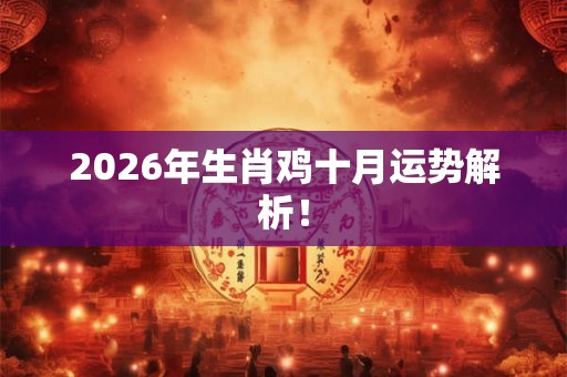 2026年生肖鸡十月运势解析！