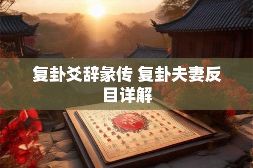 复卦爻辞彖传 复卦夫妻反目详解 复卦爻辞彖传 复卦夫妻反目详解