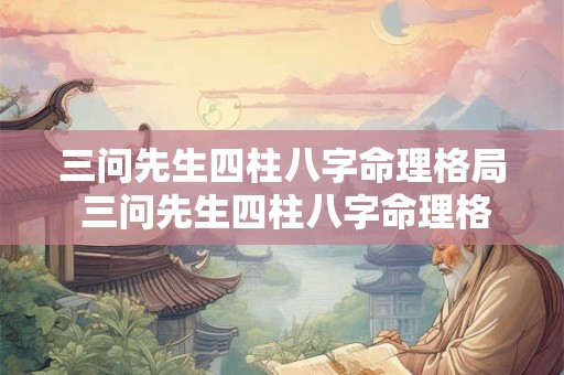 三问先生四柱八字命理格局 三问先生四柱八字命理格局解析