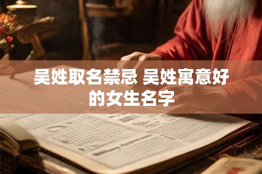 吴姓取名禁忌 吴姓寓意好的女生名字 吴姓取名禁忌 吴姓寓意好的女生名字