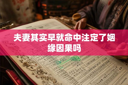 夫妻其实早就命中注定了姻缘因果吗 夫妻其实早就命中注定了姻缘因果吗