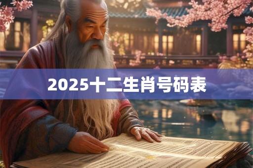 2025十二生肖号码表 2025十二生肖号码表