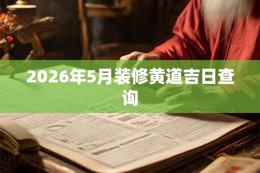 2026年5月装修黄道吉日查询