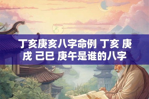 丁亥庚亥八字命例 丁亥 庚戌 己巳 庚午是谁的八字
