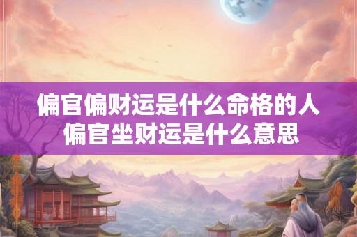 偏官偏财运是什么命格的人 偏官坐财运是什么意思