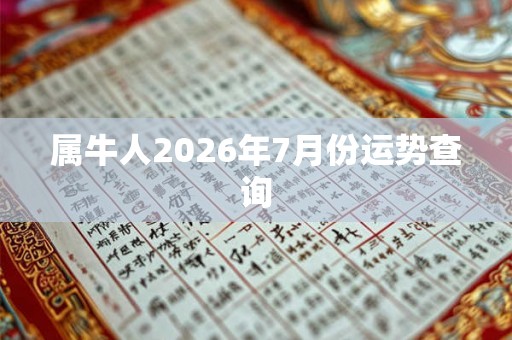 属牛人2026年7月份运势查询 属牛人2026年7月份运势查询
