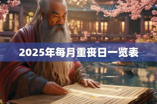 2025年每月重丧日一览表 2025年每月重丧日一览表