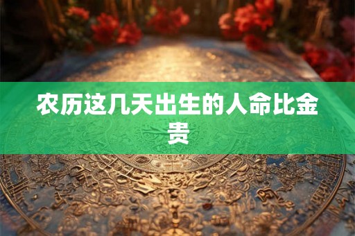 农历这几天出生的人命比金贵