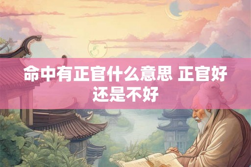 命中有正官什么意思 正官好还是不好 命中有正官什么意思 正官好还是不好