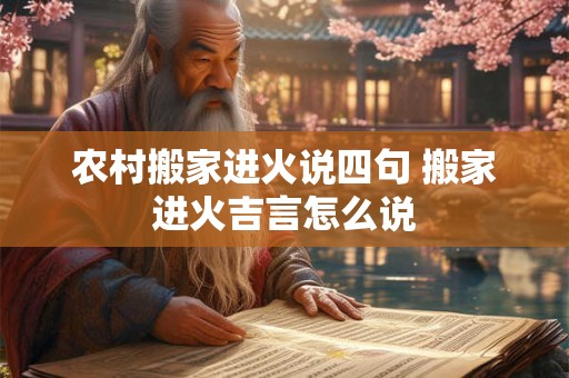 农村搬家进火说四句 搬家进火吉言怎么说