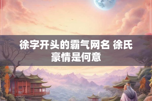 徐字开头的霸气网名 徐氏豪情是何意