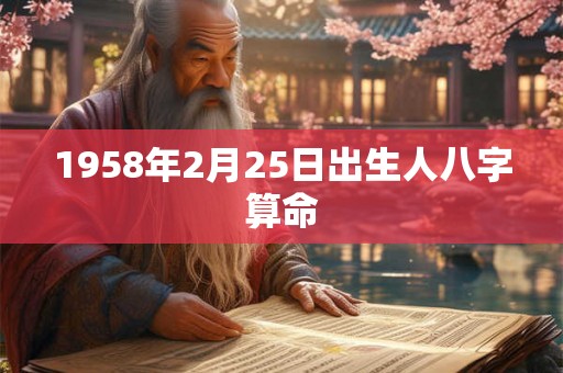 1958年2月25日出生人八字算命 1958年2月25日出生人八字算命