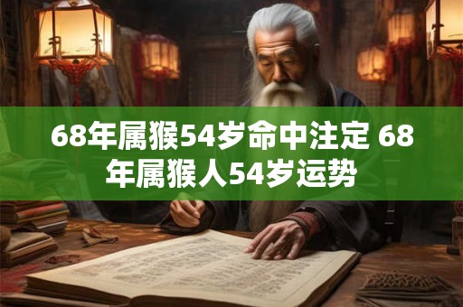68年属猴54岁命中注定 68年属猴人54岁运势 68年属猴54岁命中注定 68年属猴人54岁运势