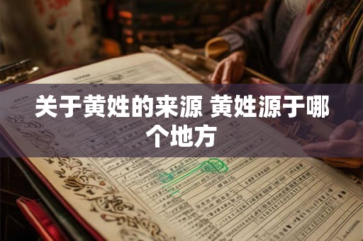 关于黄姓的来源 黄姓源于哪个地方