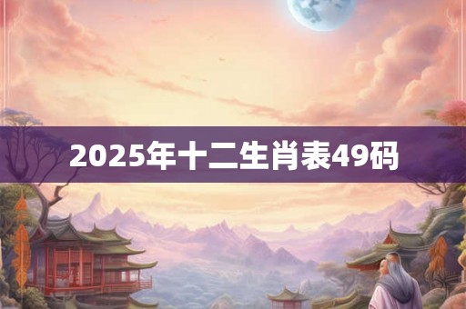 2025年十二生肖表49码 2025年十二生肖表49码