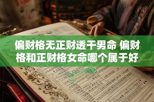 偏财格无正财透干男命 偏财格和正财格女命哪个属于好命 偏财格无正财透干男命 偏财格和正财格女命哪个属于好命