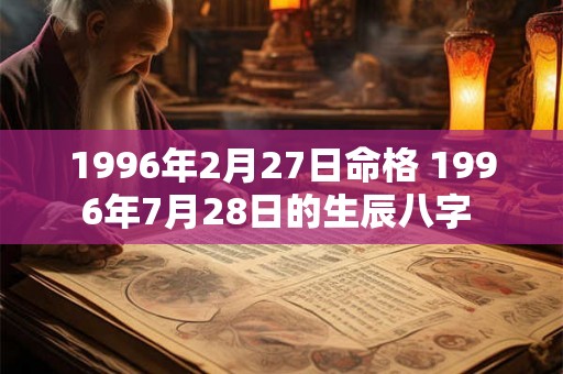 1996年2月27日命格 1996年7月28日的生辰八字 1996年2月27日命格 1996年7月28日的生辰八字