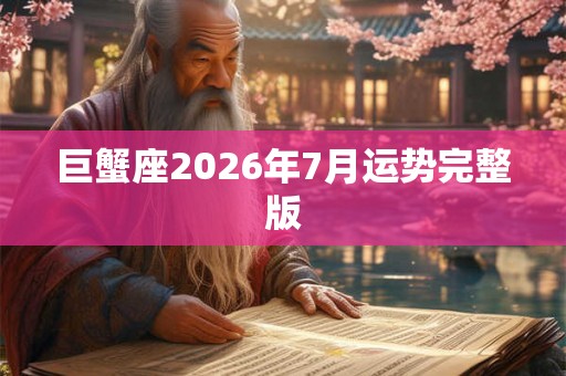 巨蟹座2026年7月运势完整版 巨蟹座2026年7月运势完整版