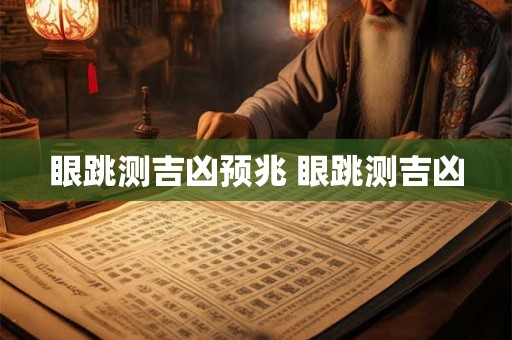 眼跳测吉凶预兆 眼跳测吉凶 眼跳测吉凶预兆 眼跳测吉凶
