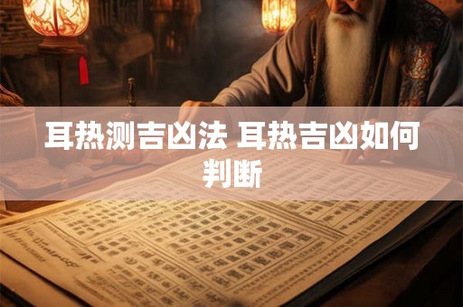 耳热测吉凶法 耳热吉凶如何判断 耳热测吉凶法 耳热吉凶如何判断