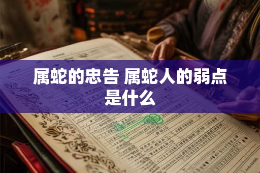 属蛇的忠告 属蛇人的弱点是什么
