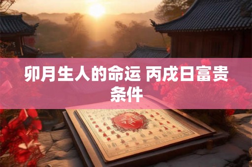 卯月生人的命运 丙戌日富贵条件 卯月生人的命运 丙戌日富贵条件