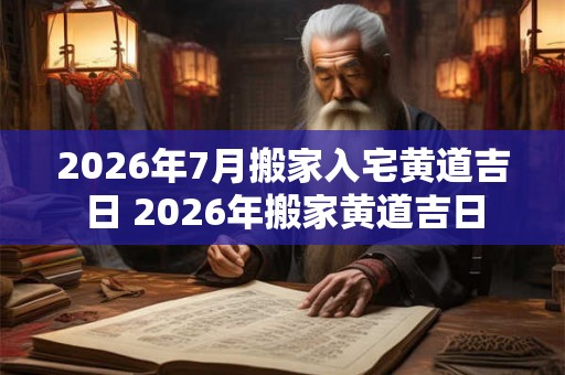 2026年7月搬家入宅黄道吉日 2026年搬家黄道吉日