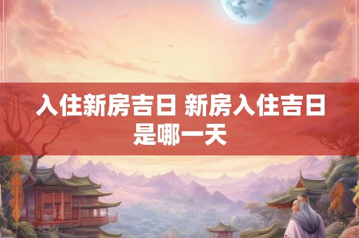入住新房吉日 新房入住吉日是哪一天