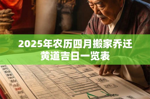2025年农历四月搬家乔迁黄道吉日一览表 2025年农历四月搬家乔迁黄道吉日一览表