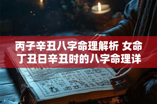 丙子辛丑八字命理解析 女命丁丑日辛丑时的八字命理详解 丙子辛丑八字命理解析 女命丁丑日辛丑时的八字命理详解