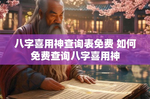 八字喜用神查询表免费 如何免费查询八字喜用神 八字喜用神查询表免费 如何免费查询八字喜用神