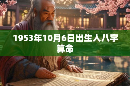 1953年10月6日出生人八字算命 1953年10月6日出生人八字算命