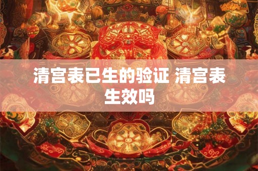 清宫表已生的验证 清宫表生效吗