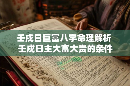 壬戌日巨富八字命理解析 壬戌日主大富大贵的条件 壬戌日巨富八字命理解析 壬戌日主大富大贵的条件