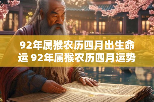 92年属猴农历四月出生命运 92年属猴农历四月运势如何 92年属猴农历四月出生命运 92年属猴农历四月运势如何