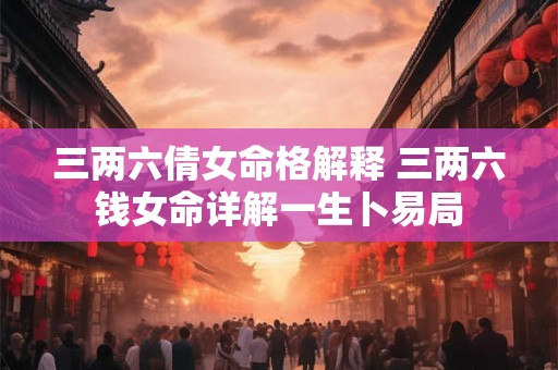 三两六倩女命格解释 三两六钱女命详解一生卜易局