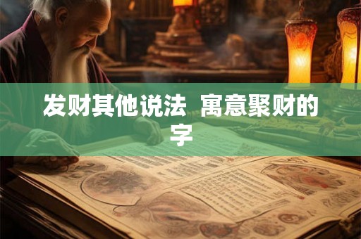 发财其他说法  寓意聚财的字
