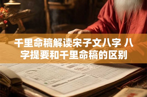 千里命稿解读宋子文八字 八字提要和千里命稿的区别 千里命稿解读宋子文八字 八字提要和千里命稿的区别