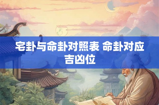 宅卦与命卦对照表 命卦对应吉凶位 宅卦与命卦对照表 命卦对应吉凶位