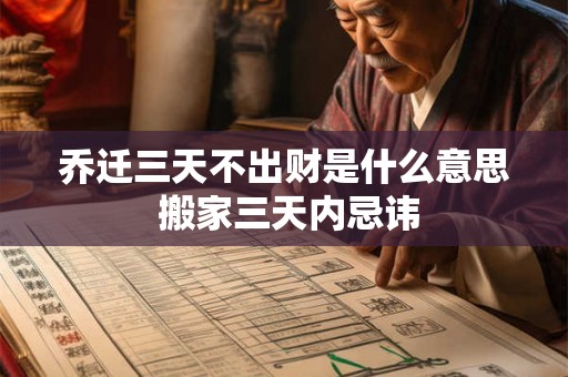 乔迁三天不出财是什么意思 搬家三天内忌讳