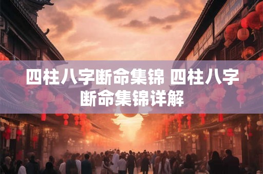 四柱八字断命集锦 四柱八字断命集锦详解 四柱八字断命集锦 四柱八字断命集锦详解