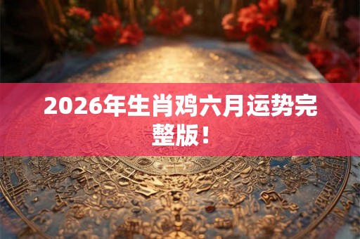 2026年生肖鸡六月运势完整版！