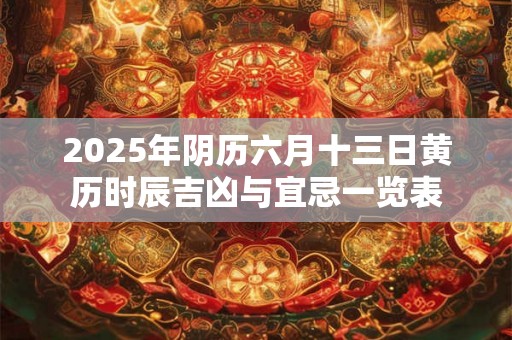 2025年阴历六月十三日黄历时辰吉凶与宜忌一览表