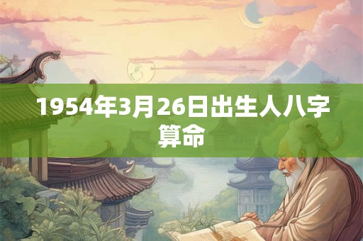 1954年3月26日出生人八字算命 1954年3月26日出生人八字算命