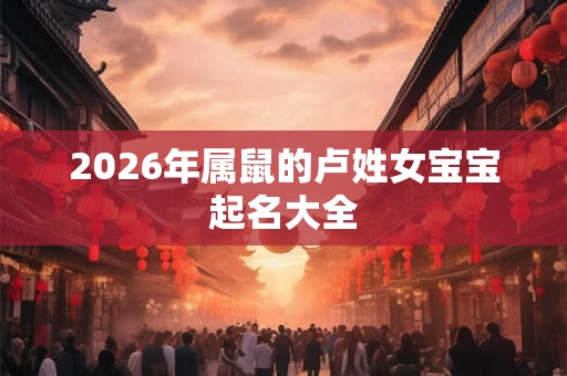 2026年属鼠的卢姓女宝宝起名大全 2026年属鼠的卢姓女宝宝起名大全