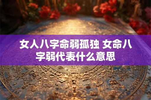 女人八字命弱孤独 女命八字弱代表什么意思 女人八字命弱孤独 女命八字弱代表什么意思