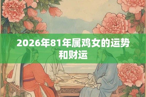 2026年81年属鸡女的运势和财运
