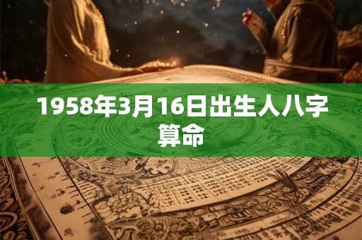 1958年3月16日出生人八字算命 1958年3月16日出生人八字算命