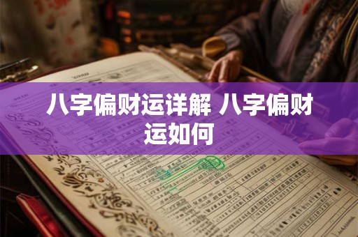 八字偏财运详解 八字偏财运如何 八字偏财运详解 八字偏财运如何