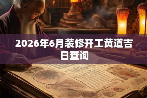 2026年6月装修开工黄道吉日查询 2026年6月装修开工黄道吉日查询